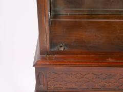 Mahogany Wood Framed Mirrored Back Display Vitrine Cabinet Three Glass Shelves - 3334572