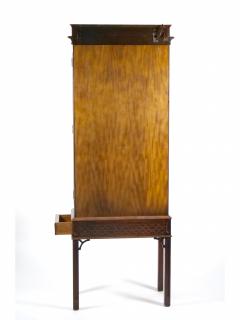 Mahogany Wood Framed Mirrored Back Display Vitrine Cabinet Three Glass Shelves - 3334573