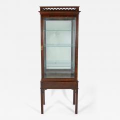 Mahogany Wood Framed Mirrored Back Display Vitrine Cabinet Three Glass Shelves - 3341678