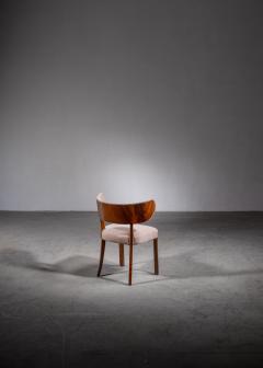 Mahogany and Wool Side Chair with Curved Backrest Denmark 1930s - 2486544