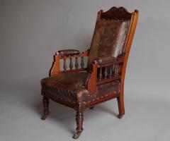 Mahogany and leather large childs armchair - 4787584