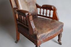 Mahogany and leather large childs armchair - 4787632