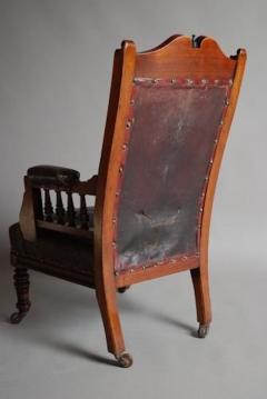 Mahogany and leather large childs armchair - 4787636