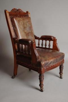 Mahogany and leather large childs armchair - 4787638