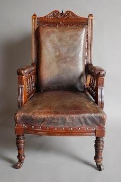 Mahogany and leather large childs armchair - 4787639