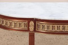 Mahogany bronze mounted Louis XVI style marble top console table - 3250400