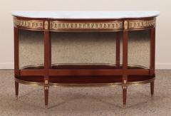 Mahogany bronze mounted Louis XVI style marble top console table - 3250401
