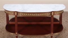 Mahogany bronze mounted Louis XVI style marble top console table - 3250402