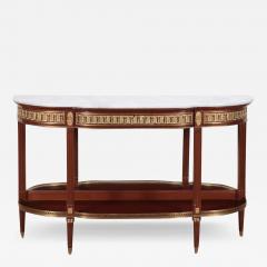 Mahogany bronze mounted Louis XVI style marble top console table - 3252054