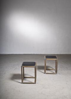 Maija Ruoslahti Pair of Maija Ruoslahti brass and leather stools - 2052849