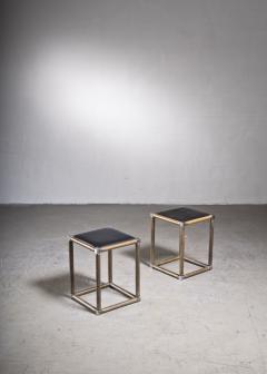 Maija Ruoslahti Pair of Maija Ruoslahti brass and leather stools - 2052850