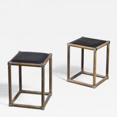 Maija Ruoslahti Pair of Maija Ruoslahti brass and leather stools - 2053598