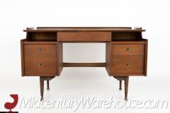 Mainline by Hooker Mid Century Walnut Double Pedestal Floating Top Desk - 2574779
