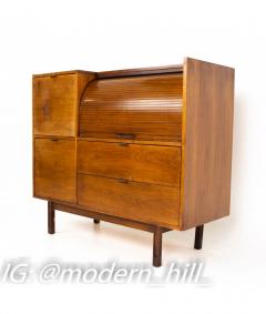 Mainline by Hooker Mid Century Walnut Roll Top Secretary Desk - 1839775