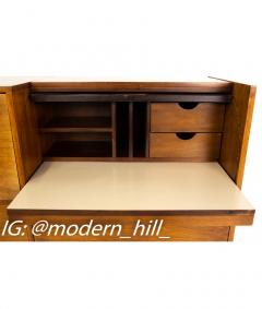 Mainline by Hooker Mid Century Walnut Roll Top Secretary Desk - 1839795