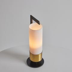 Maison Arlus 1950s Cylindrical Brass and Opaline Glass Table Lamp for Arlus - 3425634