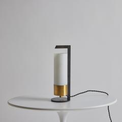 Maison Arlus 1950s Cylindrical Brass and Opaline Glass Table Lamp for Arlus - 3425639