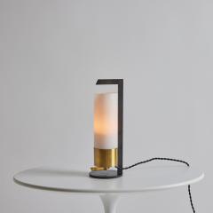 Maison Arlus 1950s Cylindrical Brass and Opaline Glass Table Lamp for Arlus - 3425640