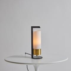 Maison Arlus 1950s Cylindrical Brass and Opaline Glass Table Lamp for Arlus - 3425641