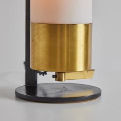 Maison Arlus 1950s Cylindrical Brass and Opaline Glass Table Lamp for Arlus - 3425643
