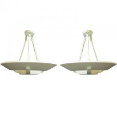 Maison Arlus 2 French Mid Century Modern Suspended Plaster Chandeliers by Arlus 1930 - 1568584