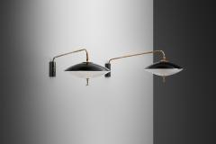 Maison Arlus Black Lacquered Metal Saucer Wall Lights by Maison Arlus France 1950s - 3555403