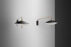 Maison Arlus Black Lacquered Metal Saucer Wall Lights by Maison Arlus France 1950s - 3555405