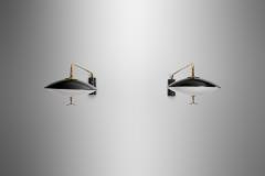 Maison Arlus Black Lacquered Metal Saucer Wall Lights by Maison Arlus France 1950s - 3555408