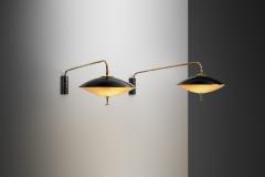 Maison Arlus Black Lacquered Metal Saucer Wall Lights by Maison Arlus France 1950s - 3555409