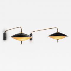 Maison Arlus Black Lacquered Metal Saucer Wall Lights by Maison Arlus France 1950s - 3563739