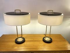 Maison Arlus Pair of Brass and Black Painted Metal Lamps President by Arlus France 1950s - 2850507