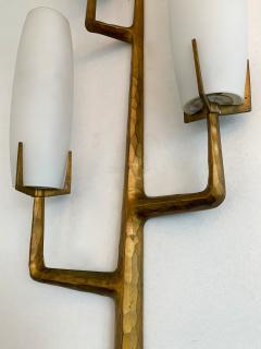 Maison Arlus Pair of Bronze Sconces Opalin Glass by Maison Arlus France 1960s - 1206991