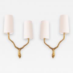 Maison Arlus Pair of Bronze Sconces or Wall Lamps from Maison Arlus Felix Agostini style - 560899