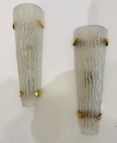 Maison Arlus Pair of Large French Arlus Murano Glass 1950 Mid Century Wall Lamps - 3932571