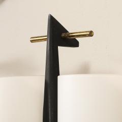 Maison Arlus Pair of Mid Century Frosted Glass Brass Black Enamel Sconces by Maison Arlus - 4142269