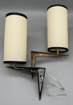 Maison Arlus Pair of double lighting wall lights Maison Arlus Paris France circa 1950 - 4428301