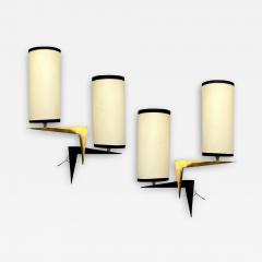 Maison Arlus Pair of double lighting wall lights Maison Arlus Paris France circa 1950 - 4428355