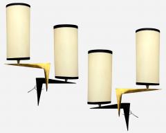 Maison Arlus Pair of double lighting wall lights Maison Arlus Paris France circa 1950 - 4428366