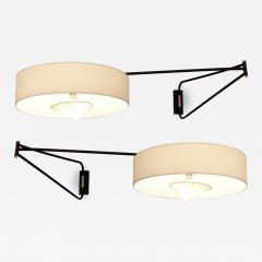 Maison Arlus Pair of large adjustable and foldable wall lights by Arlus France circa 1950 - 1311691