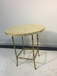 Maison Bagu s Elegant Maison Bagues Style Capiz Shell End Tables with Brass Bamboo Legs - 425964