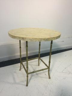Maison Bagu s Elegant Maison Bagues Style Capiz Shell End Tables with Brass Bamboo Legs - 425968