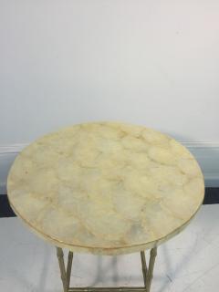 Maison Bagu s Elegant Maison Bagues Style Capiz Shell End Tables with Brass Bamboo Legs - 425969