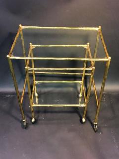 Maison Bagu s Exceptional Pair of Bagues Brass Bamboo Nexting Tables on Wheels - 452075