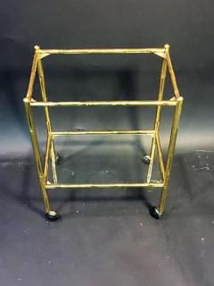 Maison Bagu s Exceptional Pair of Bagues Brass Bamboo Nexting Tables on Wheels - 452078