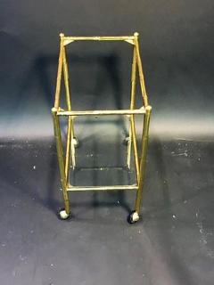Maison Bagu s Exceptional Pair of Bagues Brass Bamboo Nexting Tables on Wheels - 452079