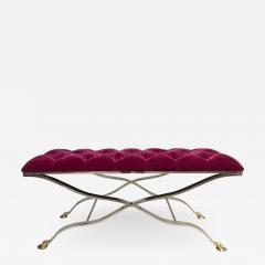 Maison Bagu s Maison Bagues Iron and Bronze Tufted Bench in Mohair Fabric - 503847