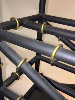 Maison Bagu s Maison Bagues Style Matte Black and Gold Bamboo Form Magazine Rack - 441410