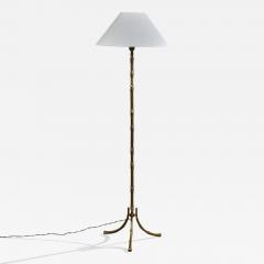 Maison Bagues Floor Lamp with Brass and Fabric France 1960s - 4785892