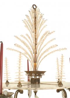 Maison Bagues French Mid Century Bronze and Glass Chandelier - 4630985