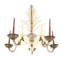 Maison Bagues French Mid Century Bronze and Glass Chandelier - 4646582
